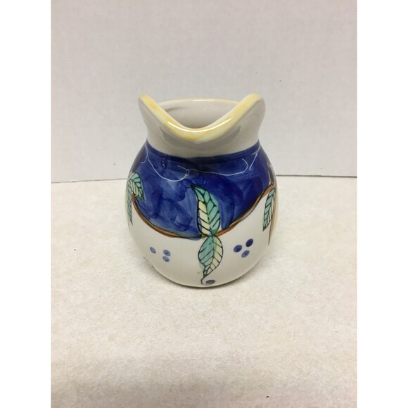 Vintage Pitcher  Creamer   Italy 4 1/2" H Dipinto Amano Italy Limoncello Lemon - Picture 2 of 6
